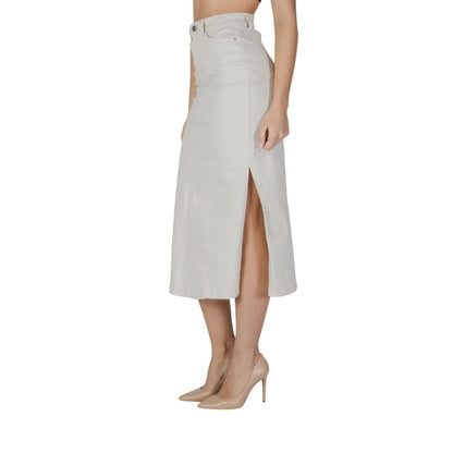 Cream Cotton Long Skirt