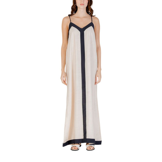 Beige Nylon Long Dress