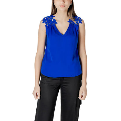 Blue Polyester Tank Tops