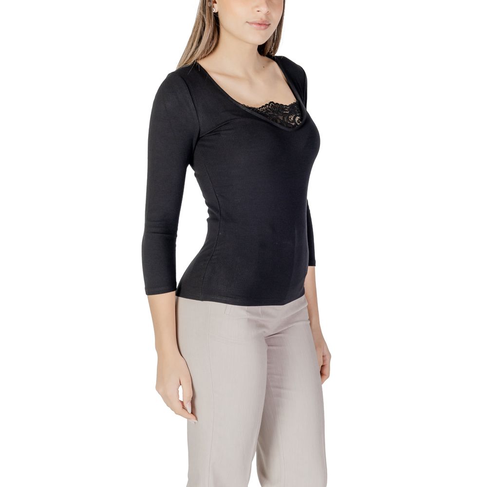 Black Viscose Long Sleeve T-Shirt
