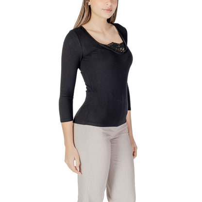 Black Viscose Long Sleeve T-Shirt
