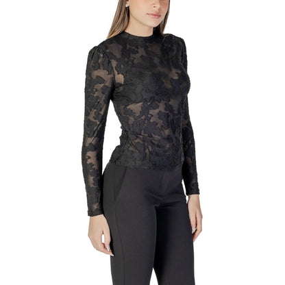 Black Polyester Long Sleeve T-Shirt