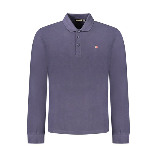 Blue Cotton Men Polo Shirt
