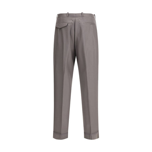 Green Fleece Wool Dress Pants