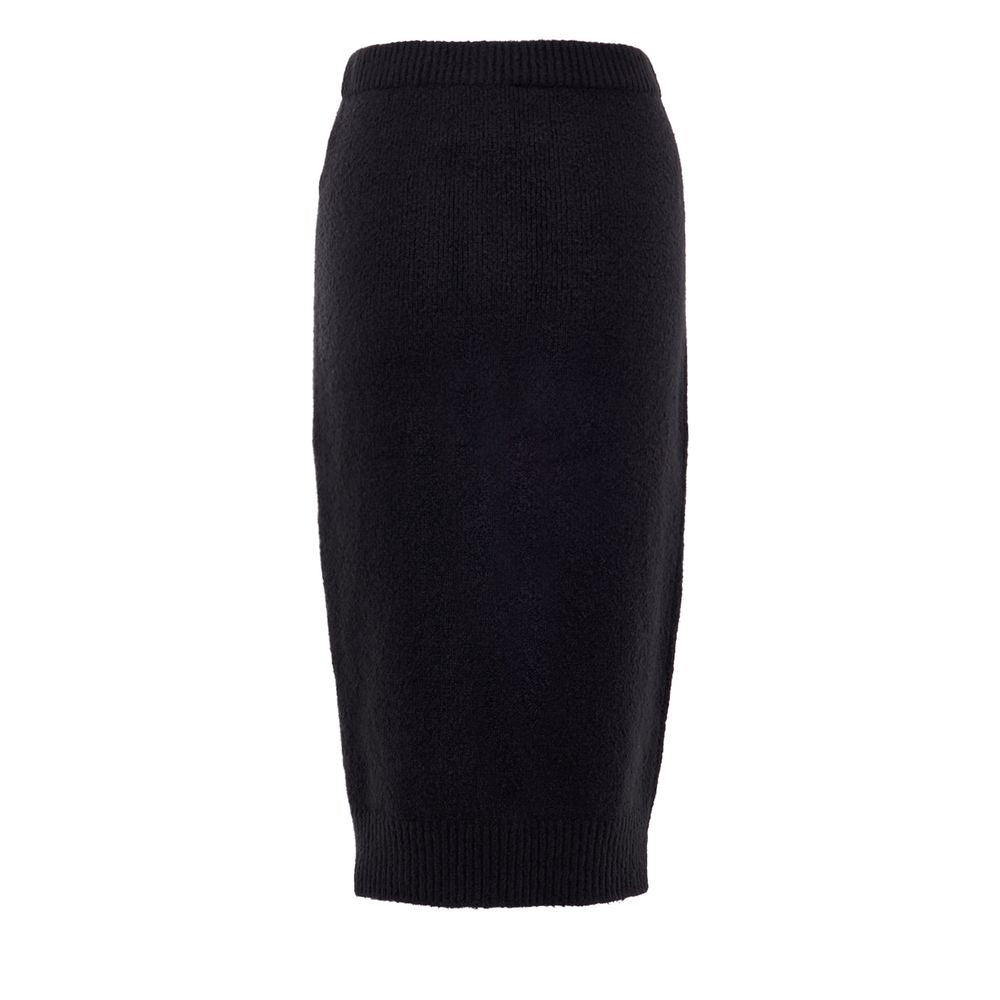 Black Cotton Midi Skirt