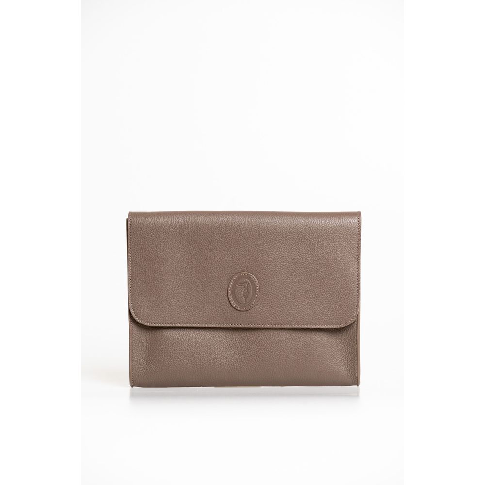 Brown Polyester Clutch Bag