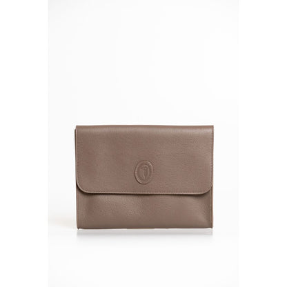 Brown Polyester Clutch Bag