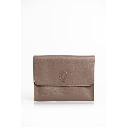 Brown Polyester Clutch Bag