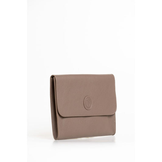 Brown Polyester Clutch Bag