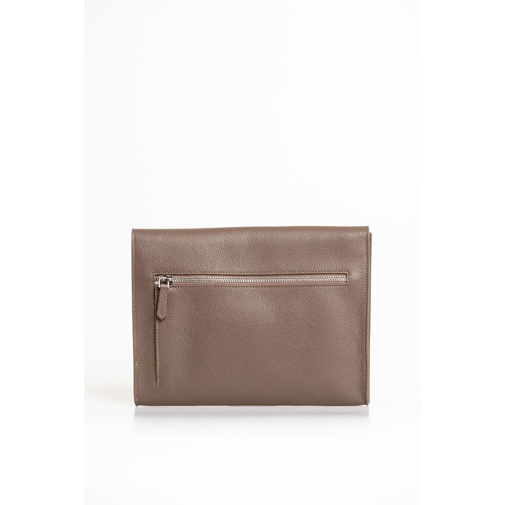 Brown Polyester Clutch Bag