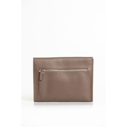 Brown Polyester Clutch Bag