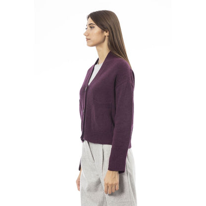Burgundy Merino Wool Cardigan
