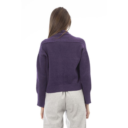 Purple Merino Wool Women Cardigan