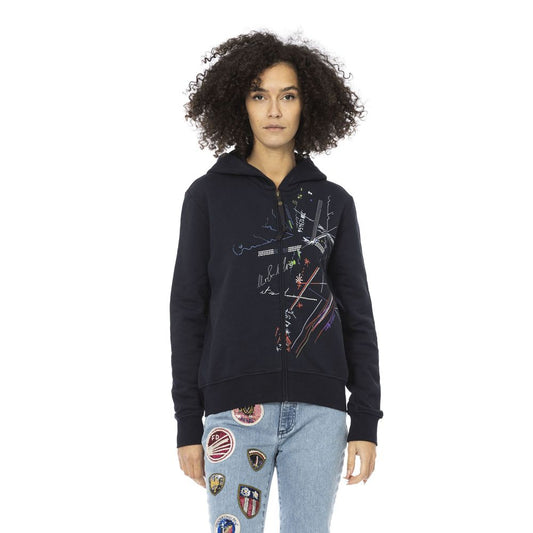 Blue Cotton Women Sweatshirt