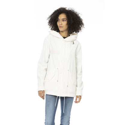 White Cotton Women Parka Jacket