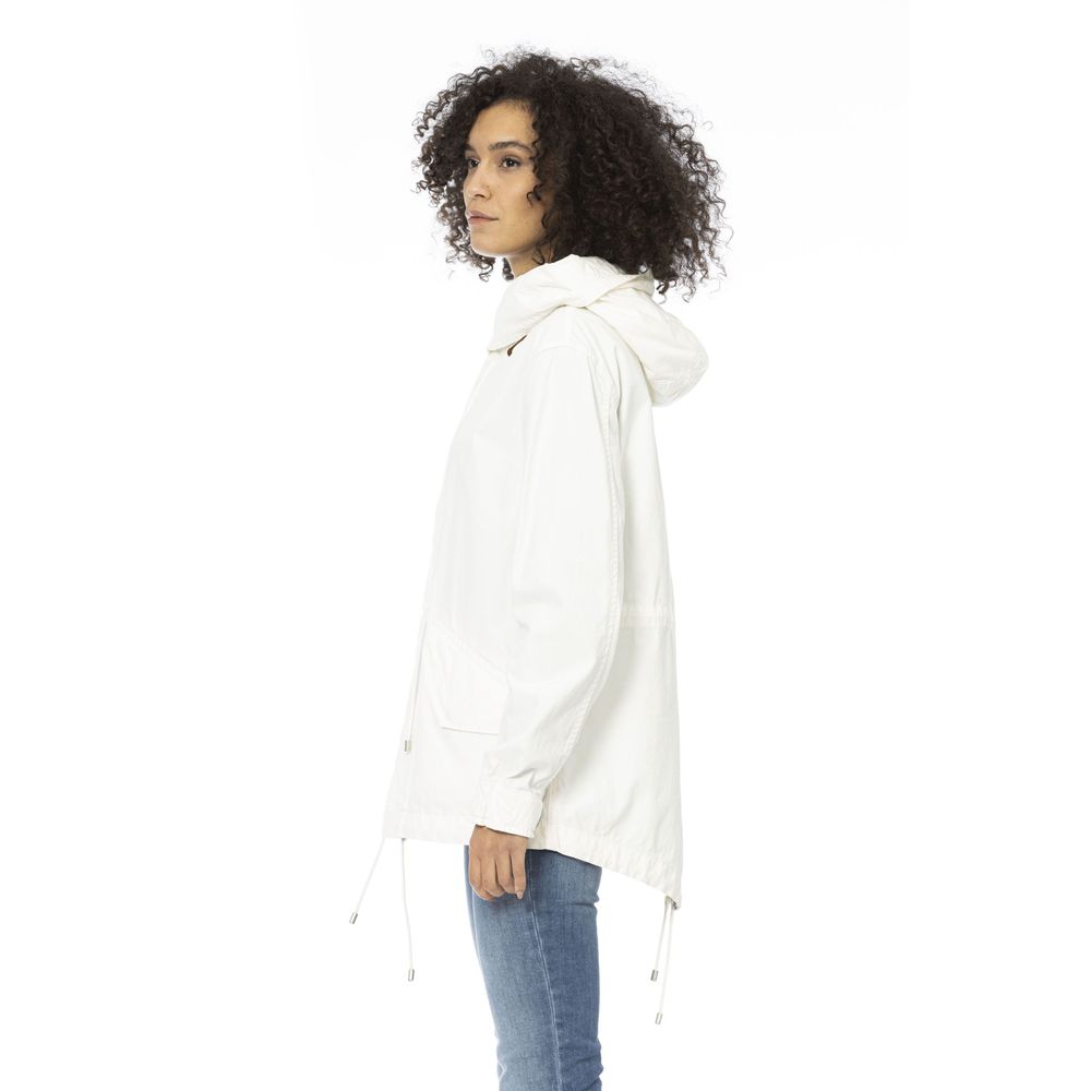 White Cotton Women Parka Jacket