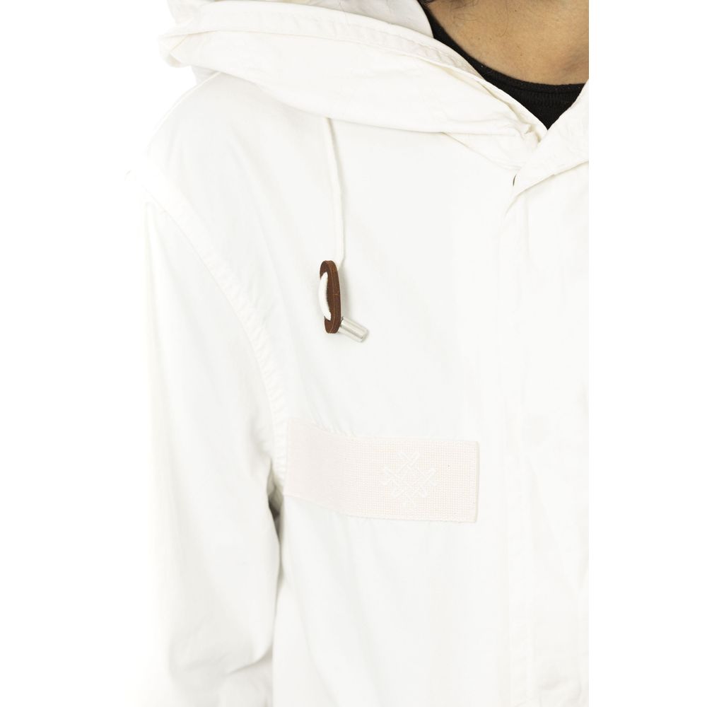 White Cotton Women Parka Jacket