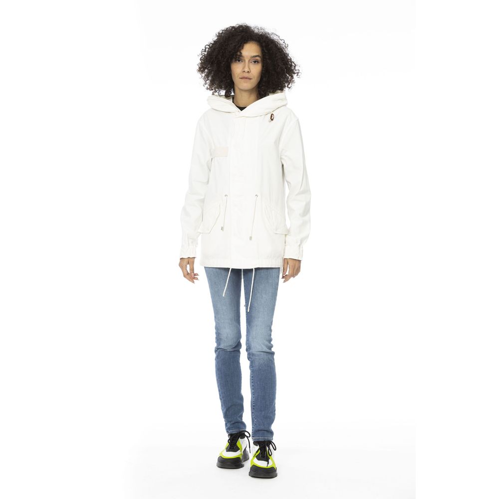 White Cotton Women Parka Jacket