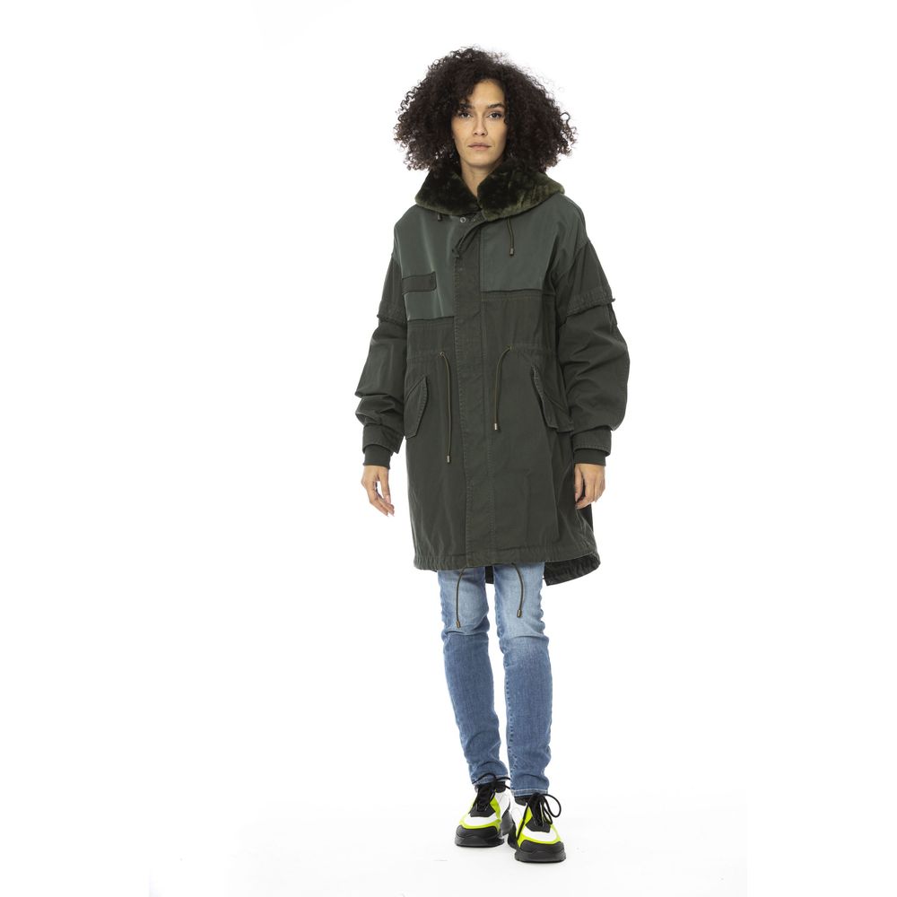 Green Cotton Women Parka