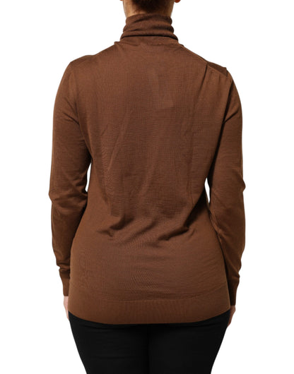 Brown Cashmere Turtle Neck Pullover Sweater