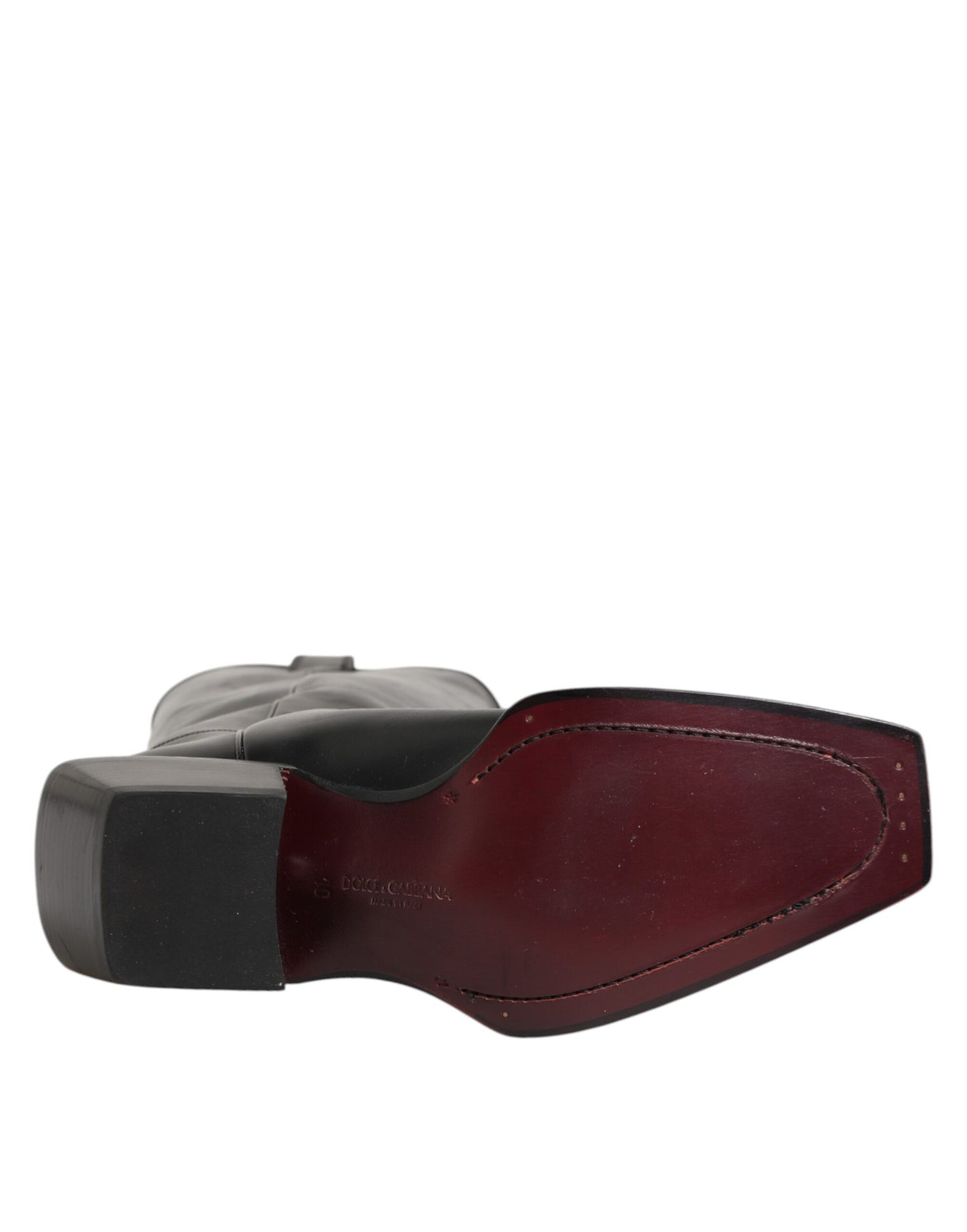 Black Leather Over The Calf Biker Boots Shoes