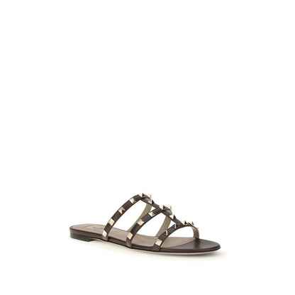 Brown Calf Leather Bos Taurus Flat Sandals