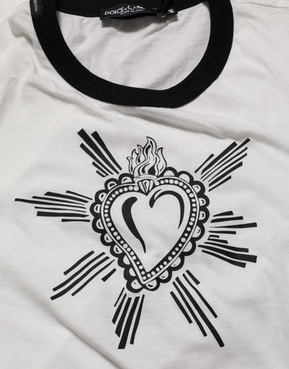 White Sacred Heart Cotton Crew Neck T-shirt