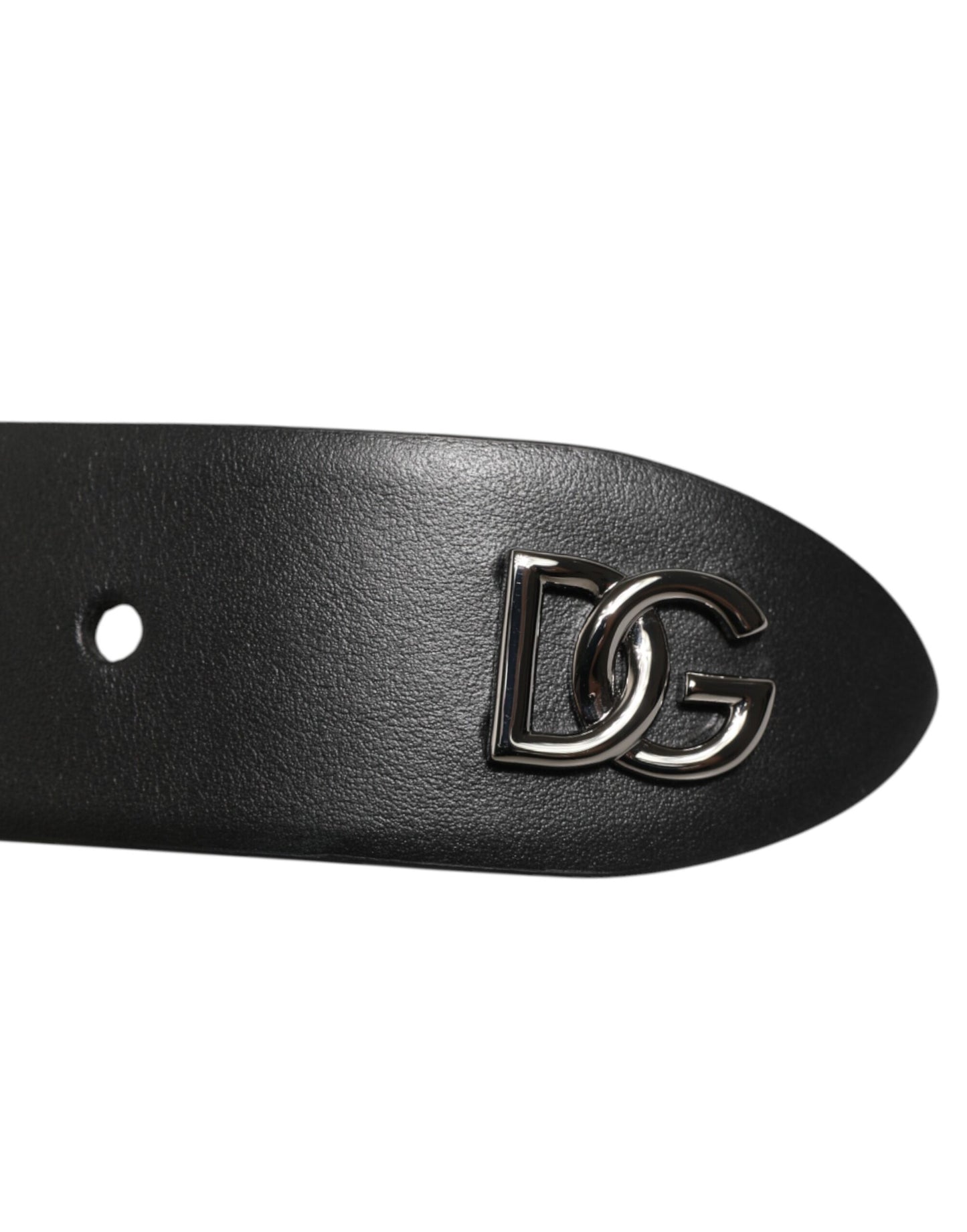 Black Calf Leather Studded Silver Buckle Belt