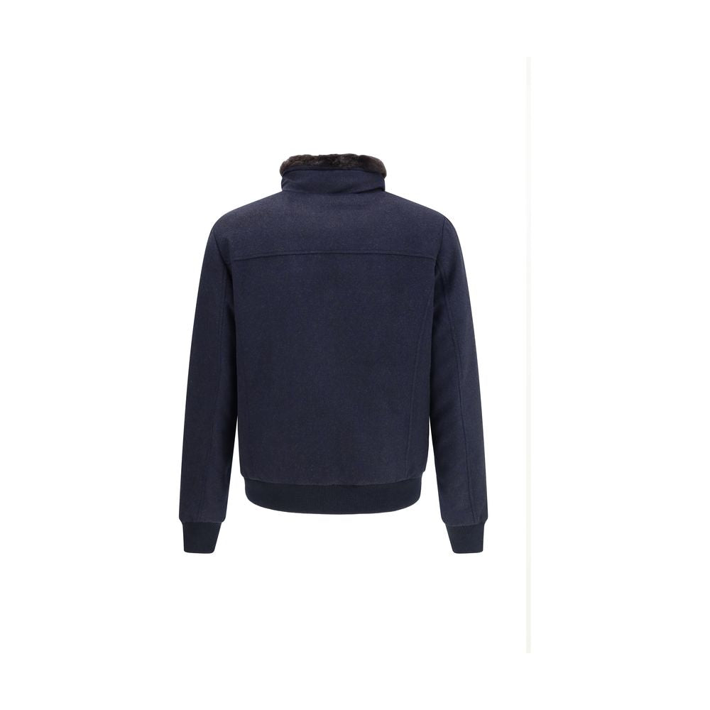 Blue Cashmere Bomber