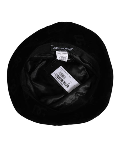 Black Cotton Suede Bucket Logo Capello Hat