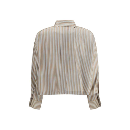Beige Silk Pattern Shirt