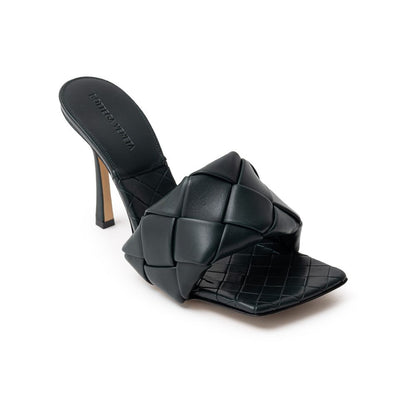 Green Leather Stiletto Heel Sandals
