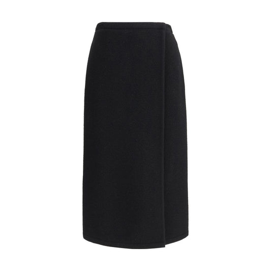 Black Fleece Wool Long Skirt