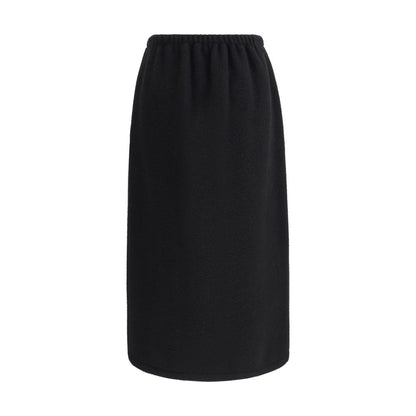 Black Fleece Wool Long Skirt