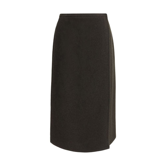 Green Fleece Wool Midi Skirt