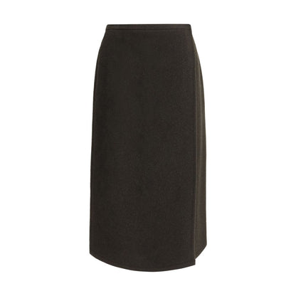 Green Fleece Wool Midi Skirt