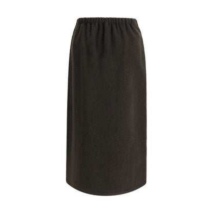 Green Fleece Wool Midi Skirt
