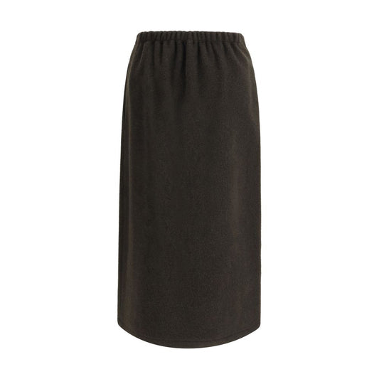 Green Fleece Wool Midi Skirt