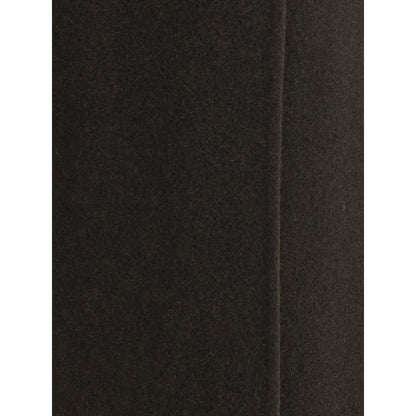 Green Fleece Wool Midi Skirt
