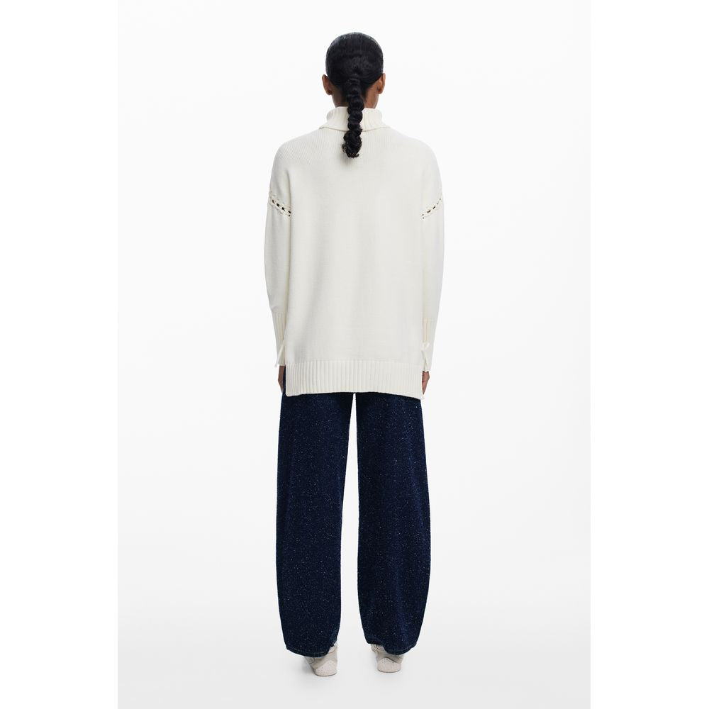 White Cotton Women Sweater
