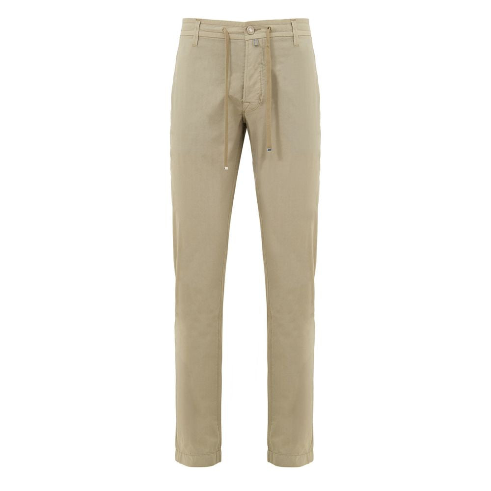 Beige Cotton Casual Pant