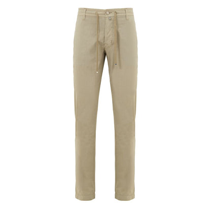 Beige Cotton Casual Pant