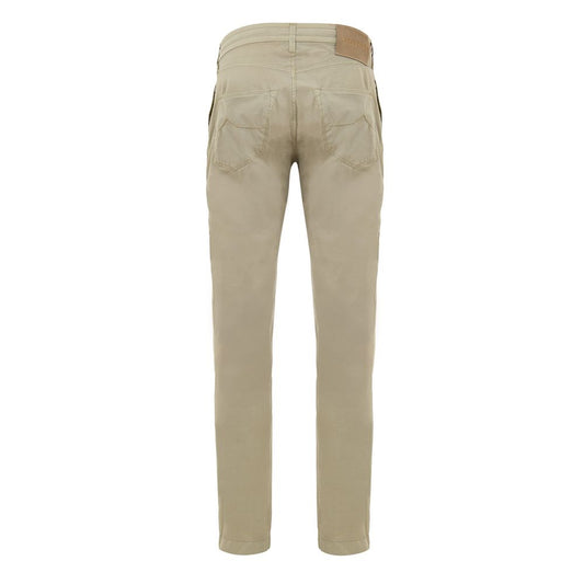 Beige Cotton Casual Pant