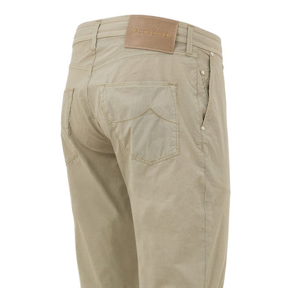Beige Cotton Casual Pant