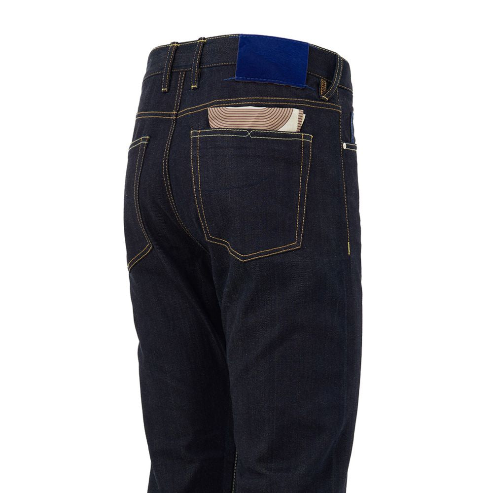 Blue Polyester Tapered Jean