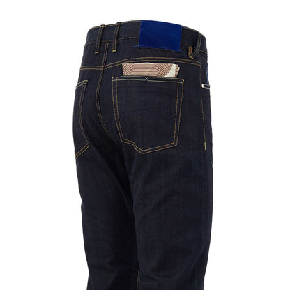 Blue Polyester Tapered Jean