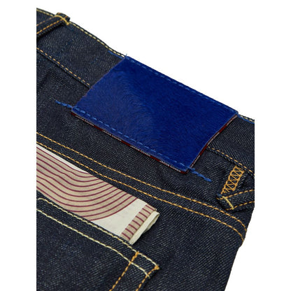 Blue Polyester Tapered Jean