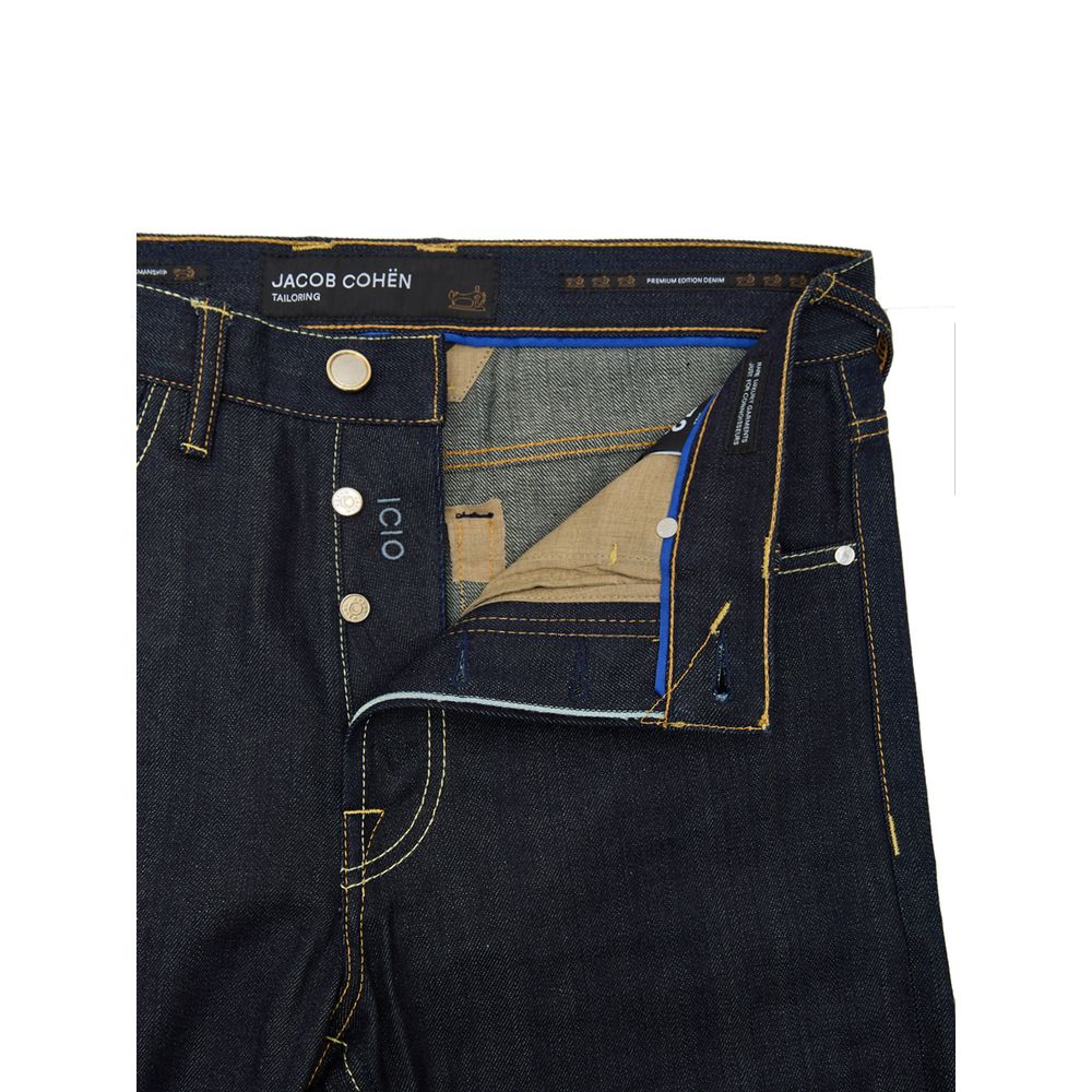 Blue Polyester Tapered Jean