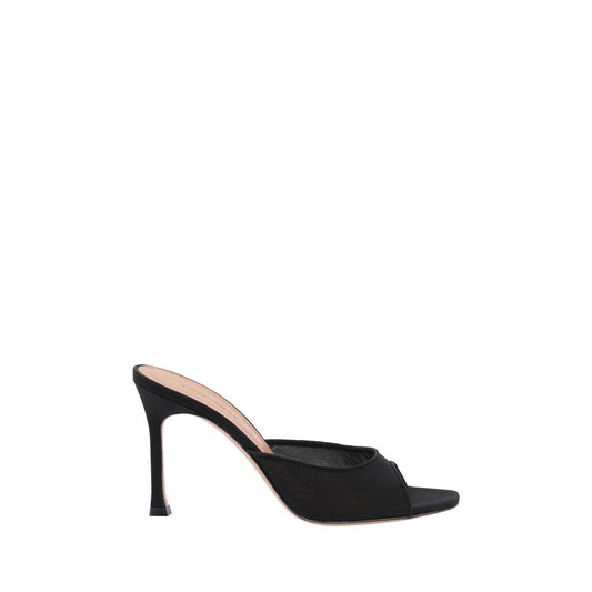 Black Fabric Stiletto Heel Sandals