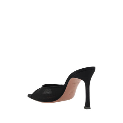 Black Fabric Stiletto Heel Sandals